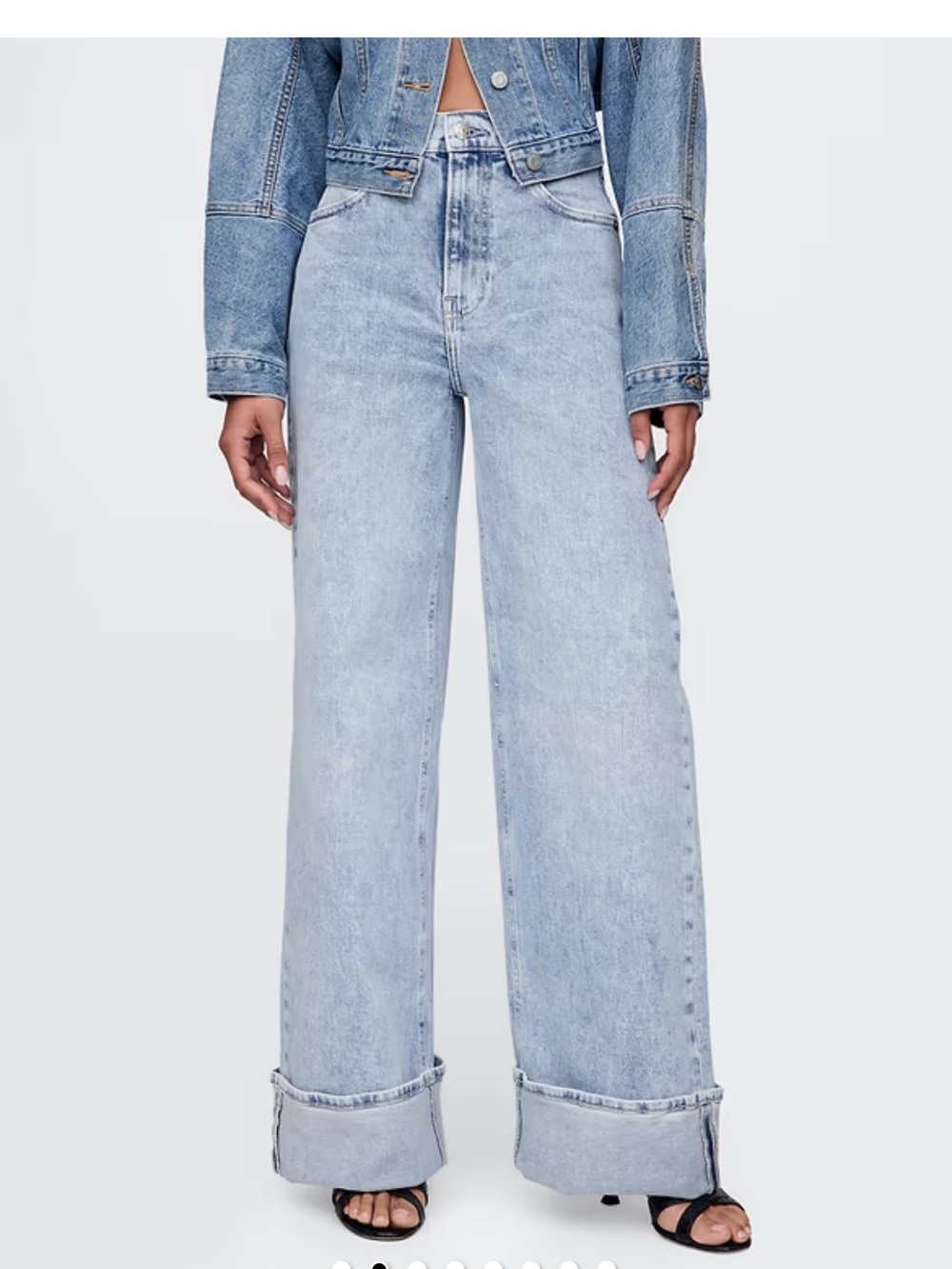 High Rise Stride Cuffed Wide-Leg Jeans - Picture 2 of 5